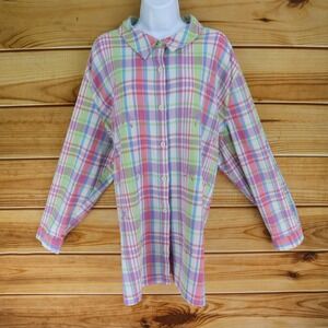 Alfred‎ Dunner Button Up Top Embroidered Butterflies Womens 2X Multicolor Pastel